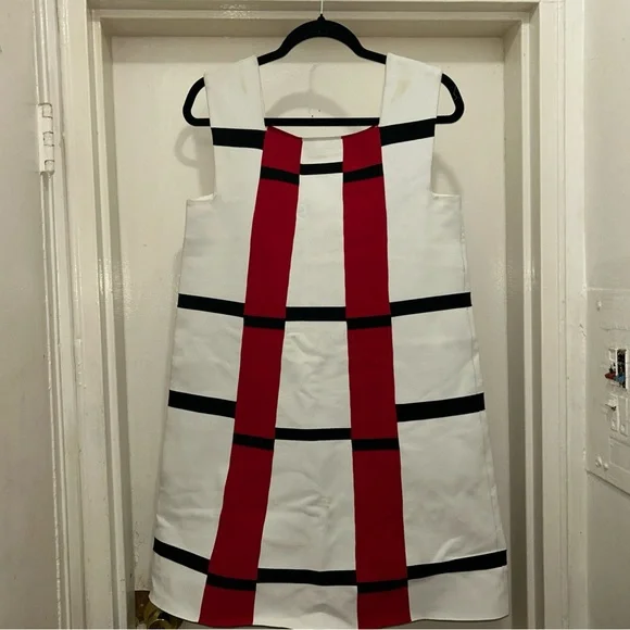 Alaia Red and White Midi Dress